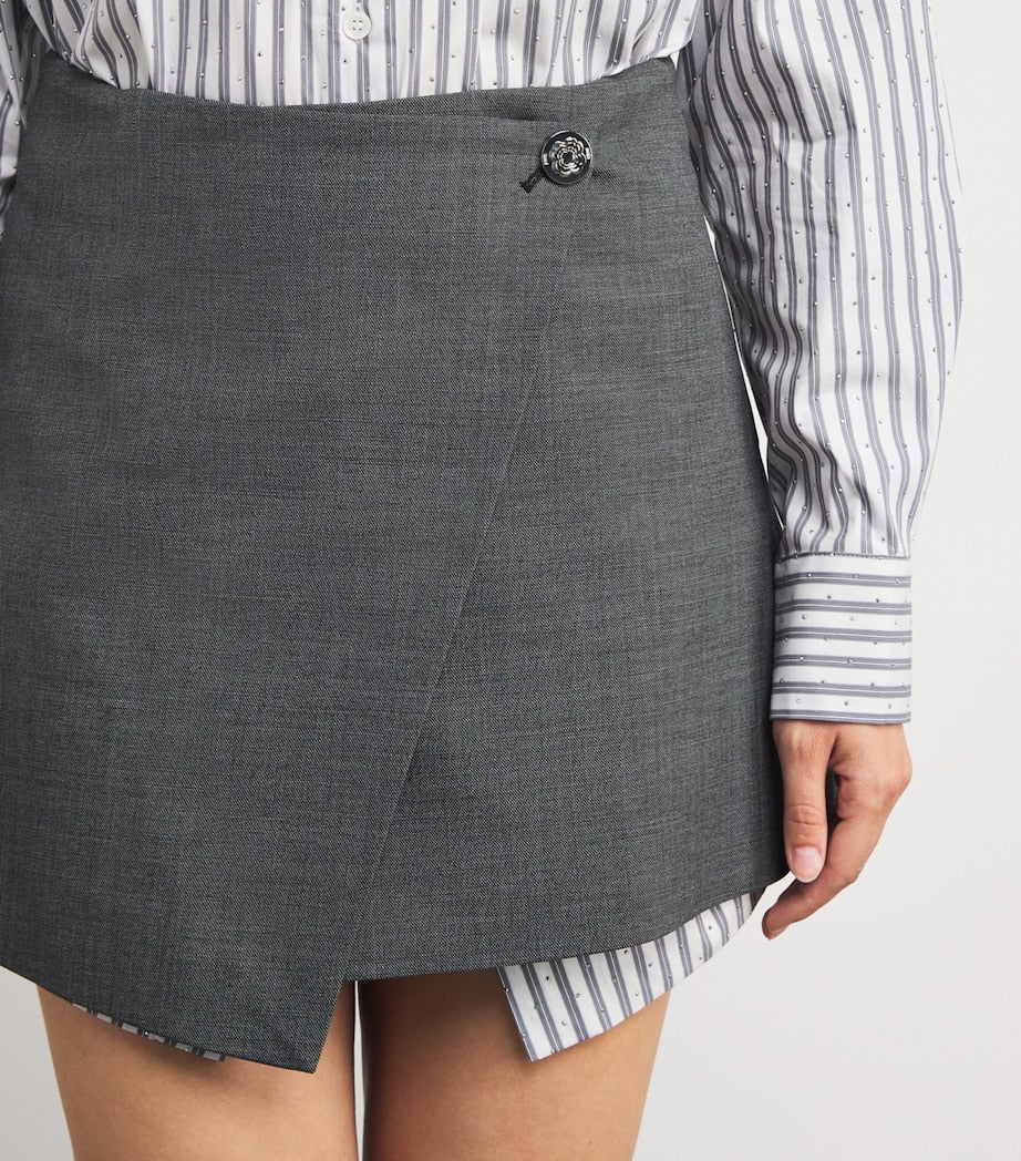 Maje Stripe Shirt-Skirt Hybrid Mini Dress