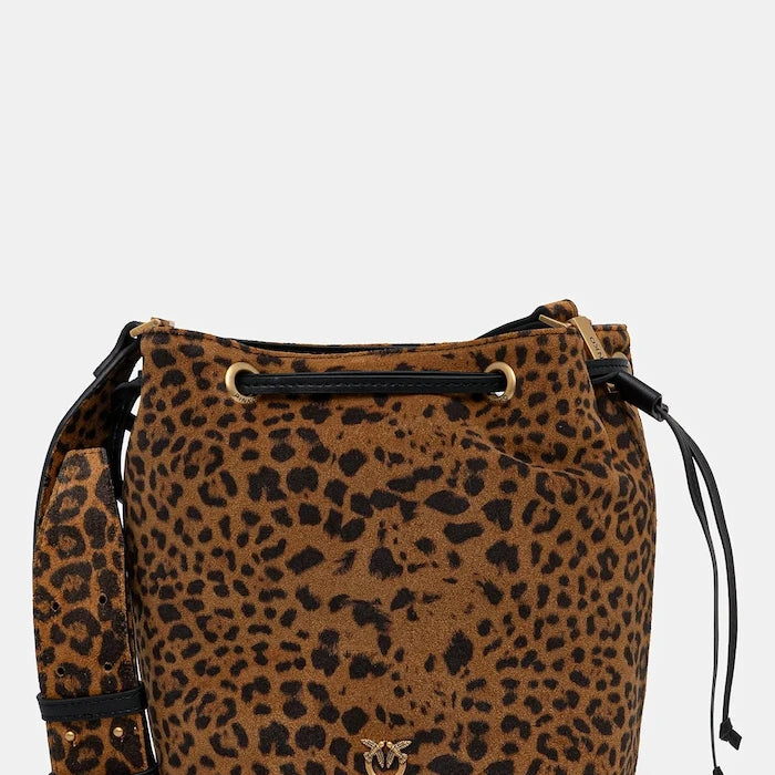 Велурена чанта Pinko Leopard Print