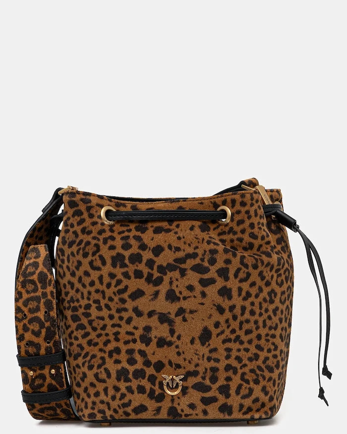 Велурена чанта Pinko Leopard Print