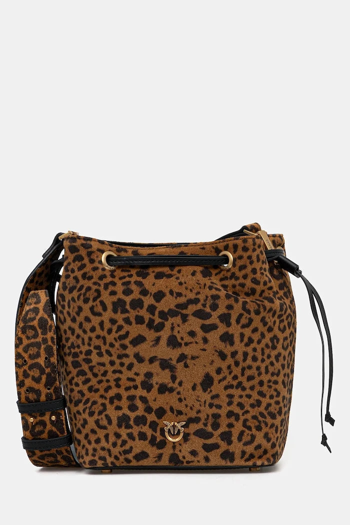 Велурена чанта Pinko Leopard Print