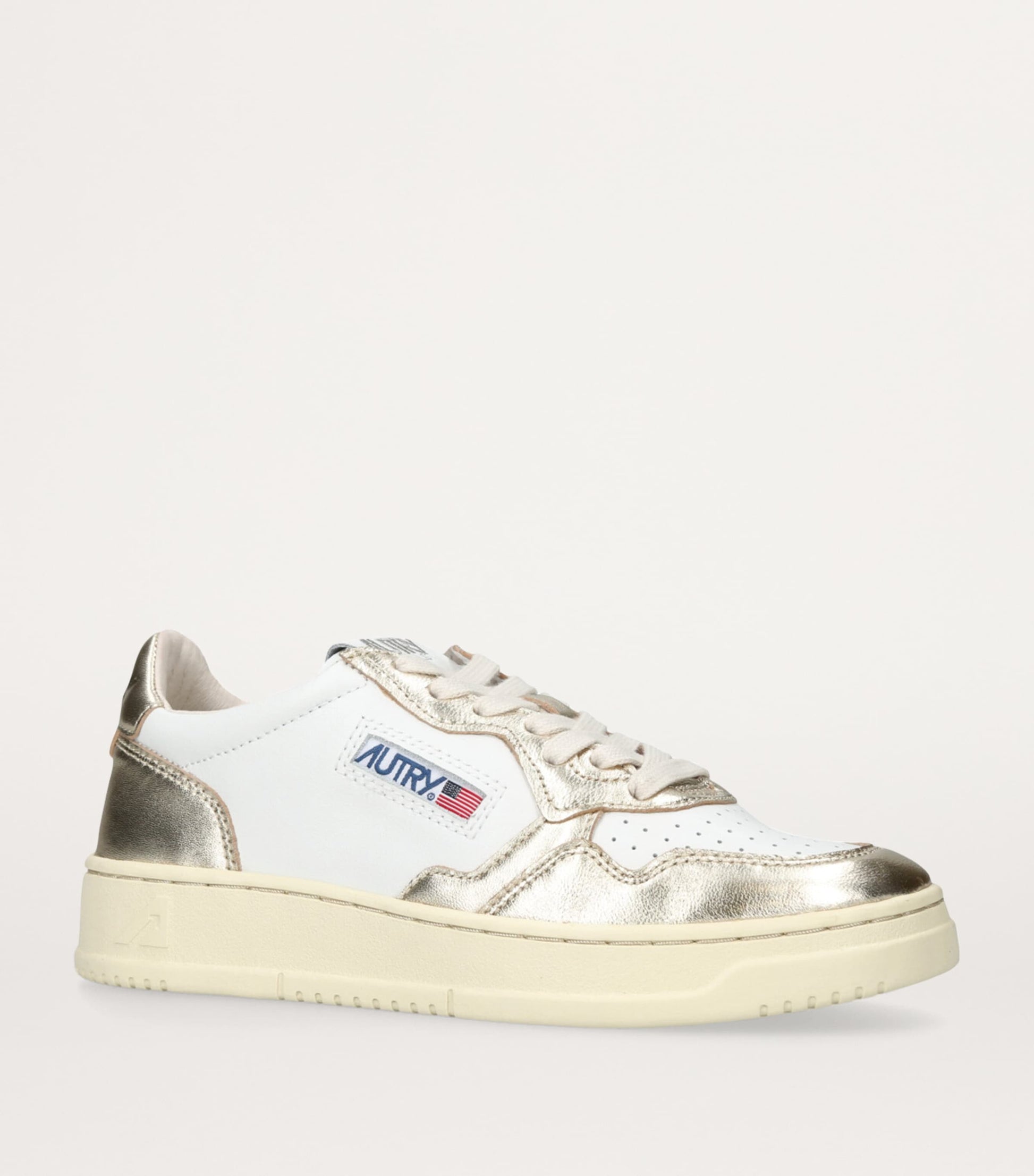 Autry Gold Metallic Leather Medalist Low-Top Sneakers