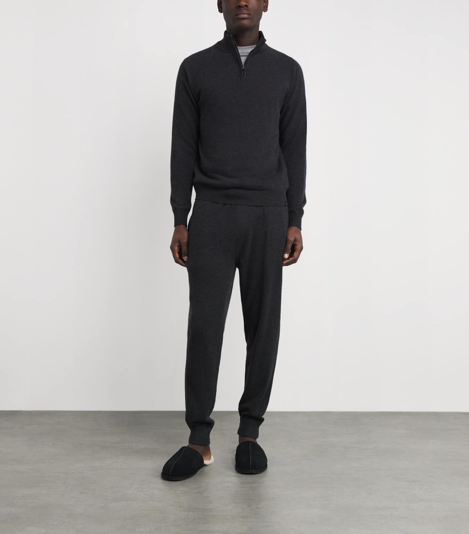 Derek Rose Black Cashmere Half-Zip Finley Sweater