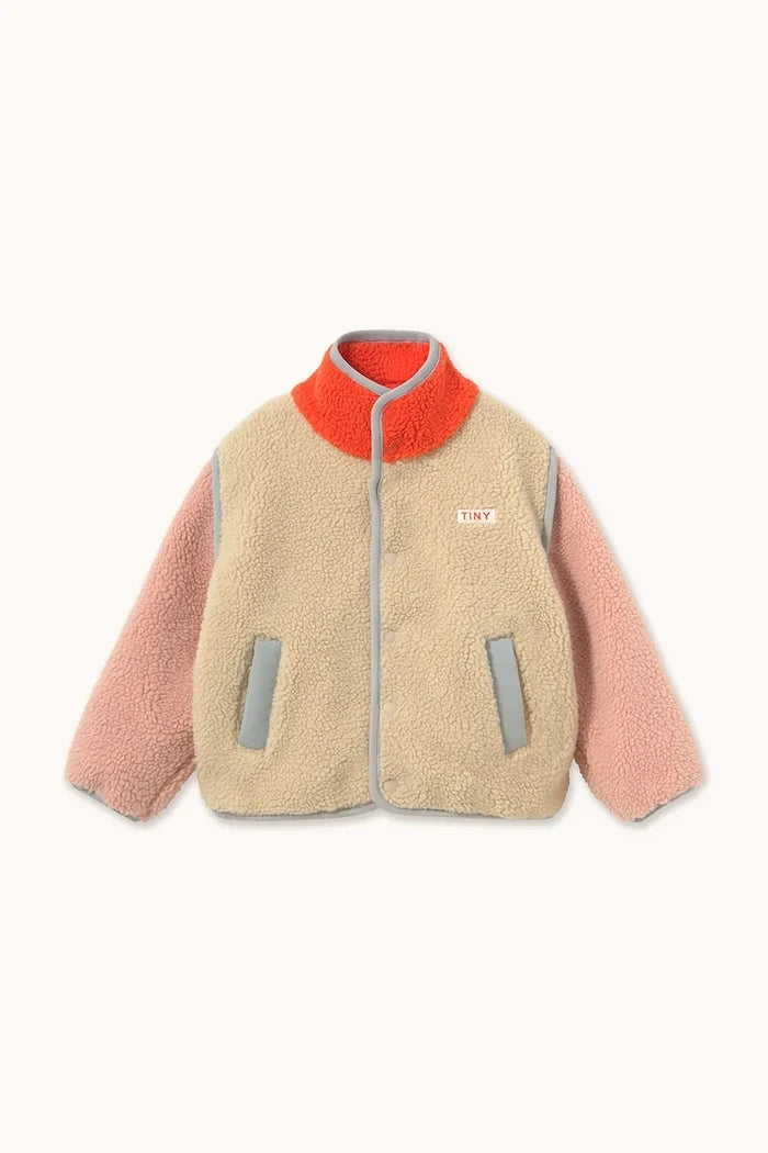 Çocuklar için fermuarlı polar üst COLOR BLOCK SHERPA JACKET