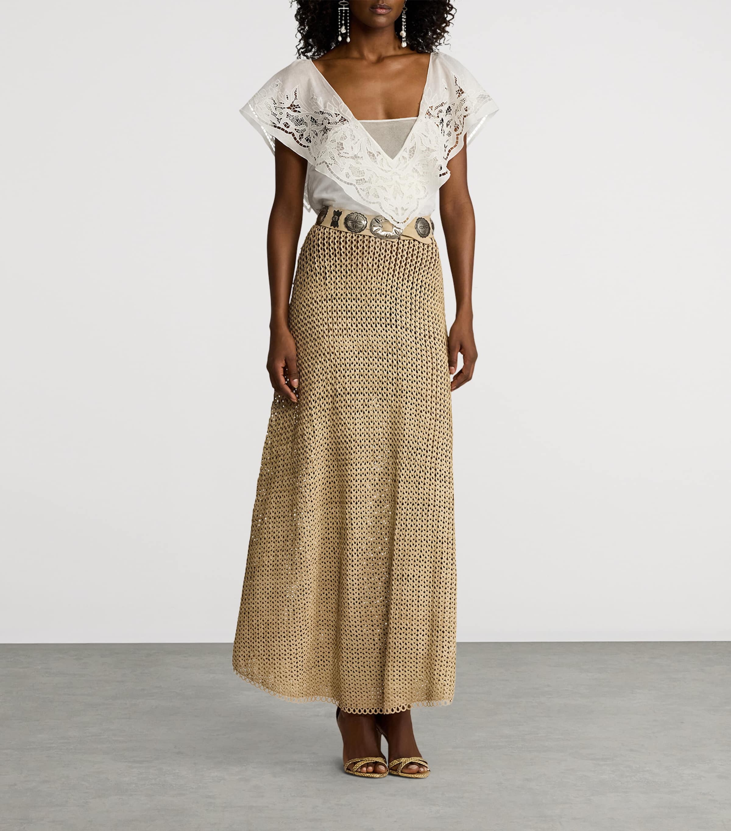 Beige Suede Concho Belt