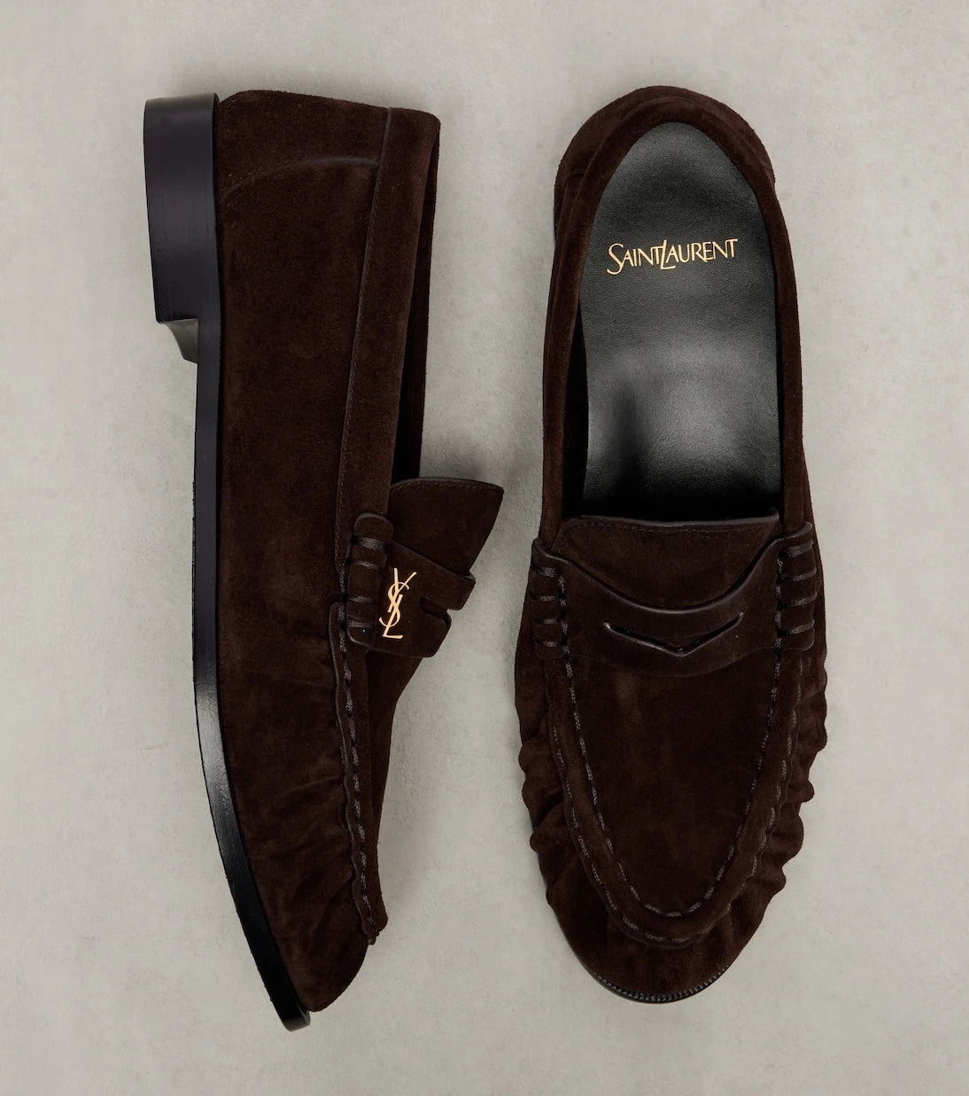 Saint Laurent - Le Loafer Cassandre suede penny loafers