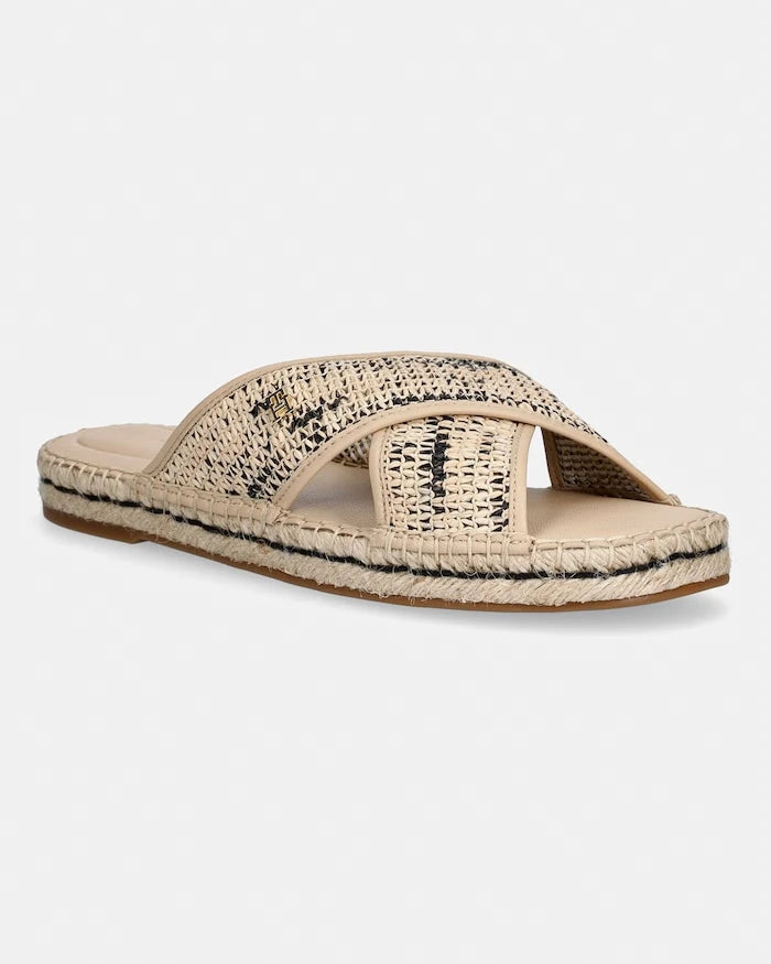 Tommy Hilfiger kadın espadril mule sandal rafya