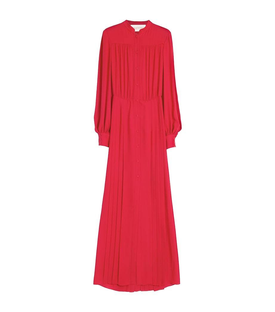 Valentino Red Silk Maxi Shirt Dress