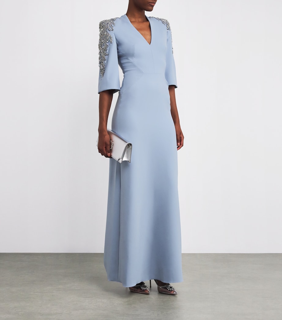 Jenny Packham Blue Embellished Babe Gown