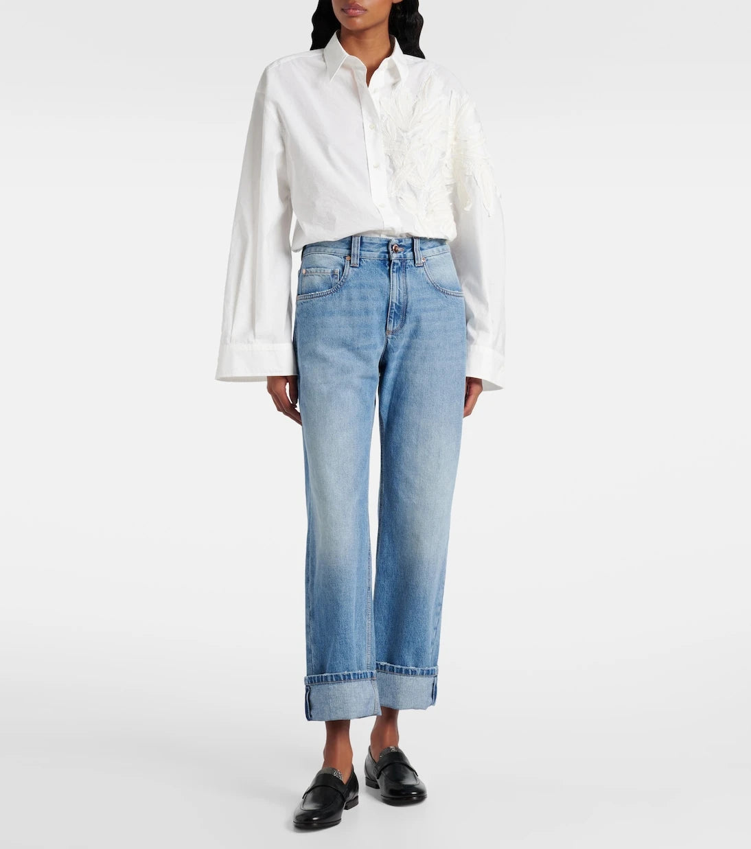 Brunello Cucinelli - جينز بقصّة مستقيمة وخصر منخفض