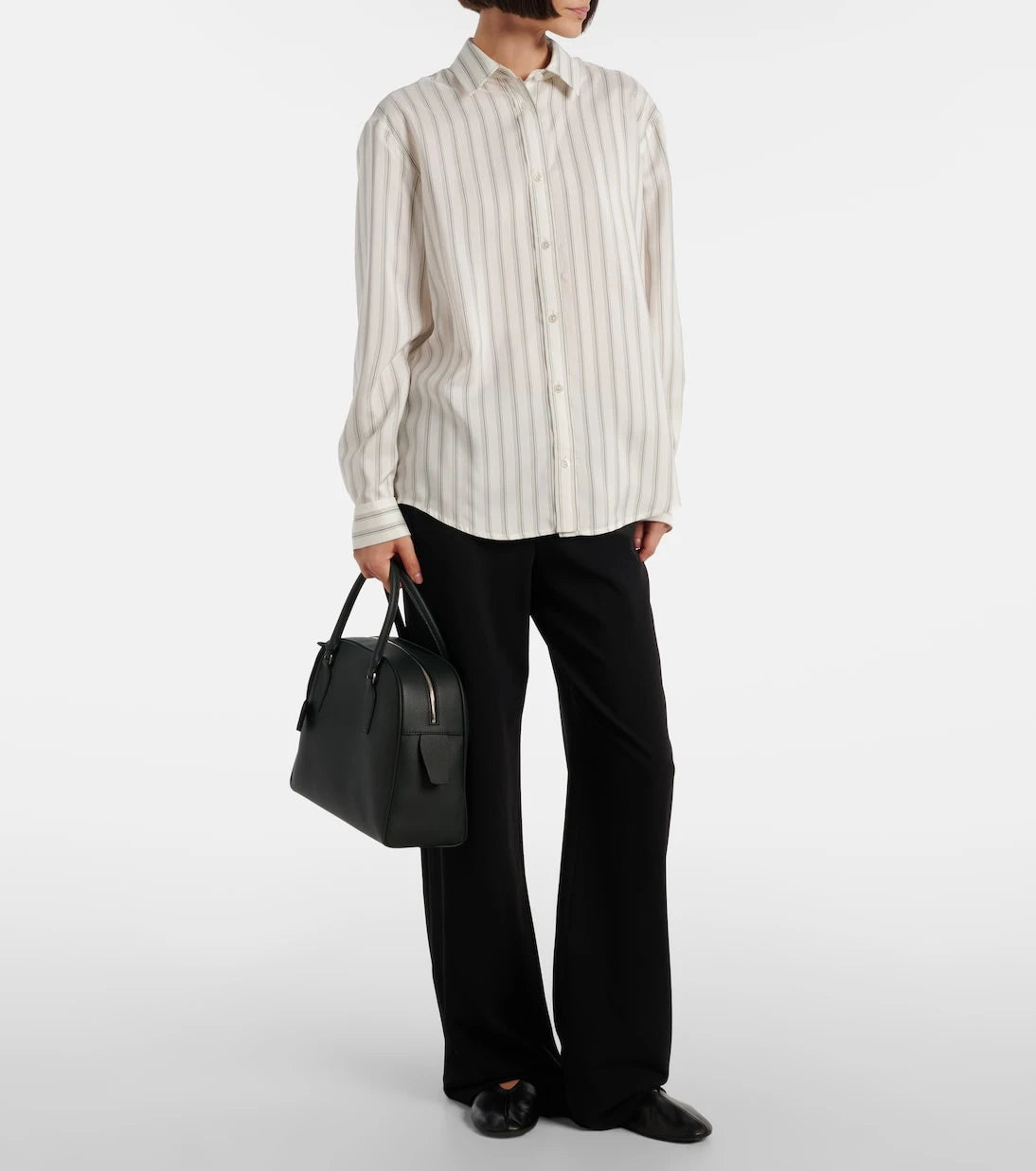 The Row - Eirlys striped silk poplin shirt