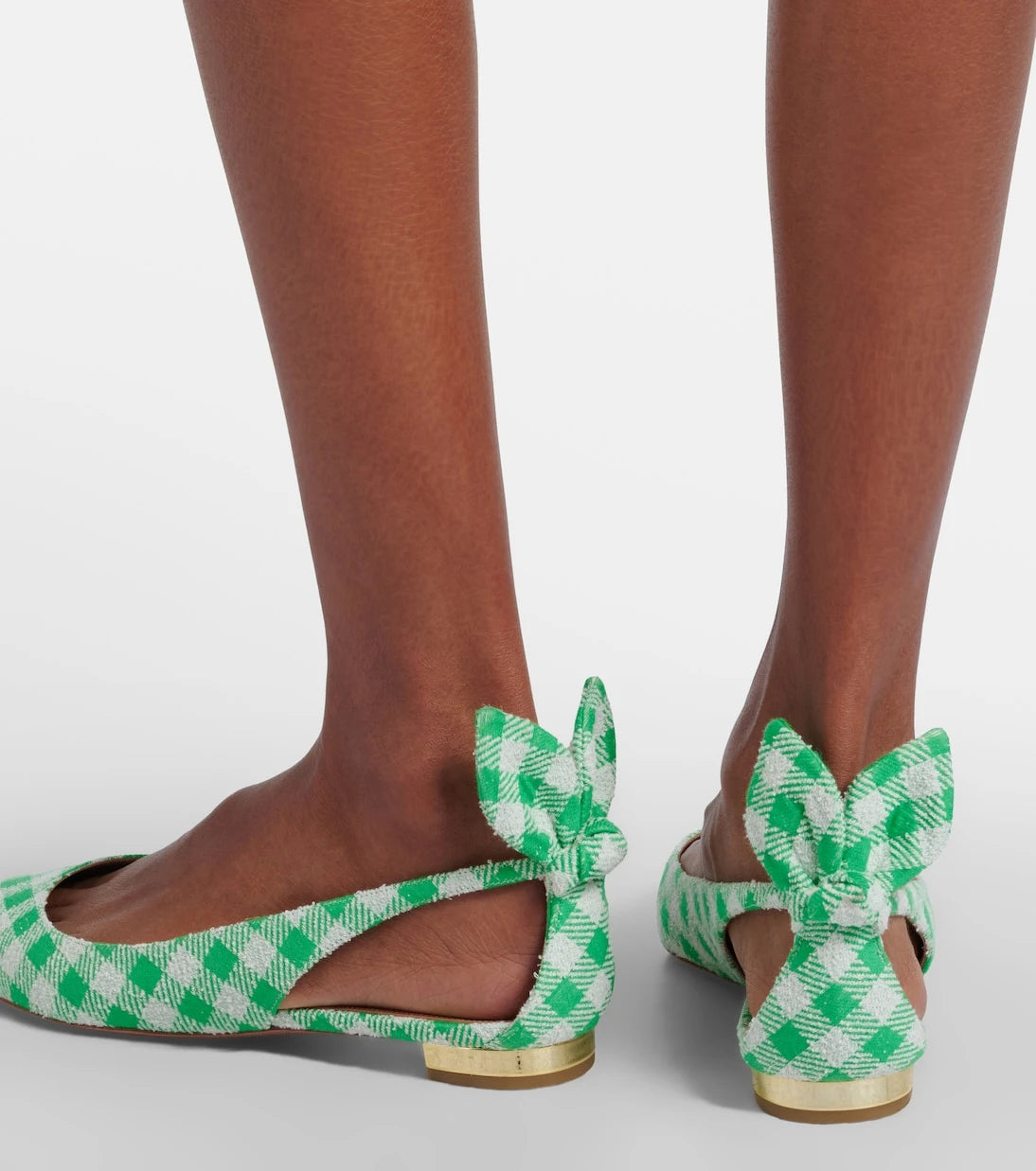 Aquazzura - Bow Tie bow-detail checked ballet flats
