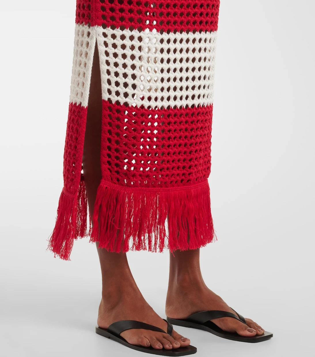 Farm Rio - Striped crochet cotton maxi skirt
