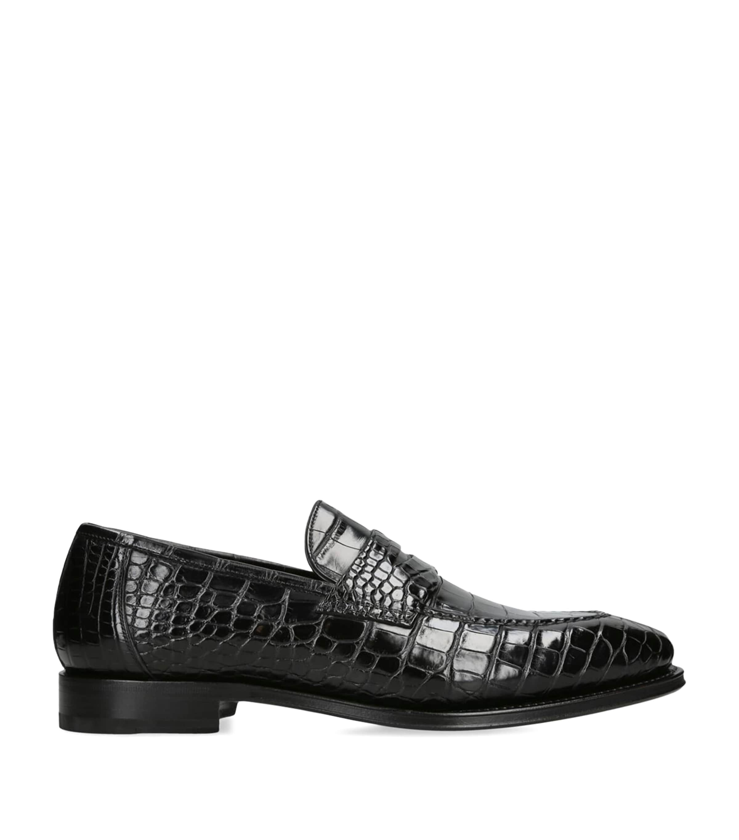 Crocodile Skin Duke Penny Loafers
