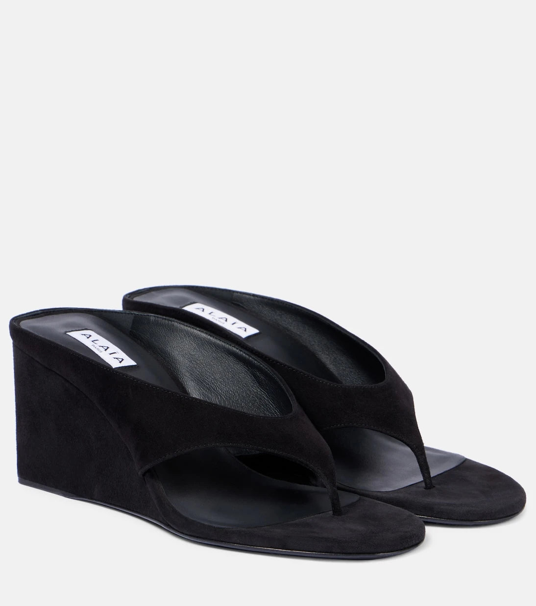 Alaïa - Cube 75 suede wedge thong sandals
