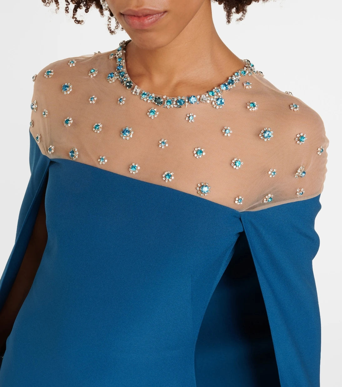 Safiyaa - Ambere embroidered cape-detail gown