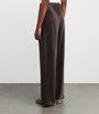 Almada Label Brown Satin Wide-Leg Trousers
