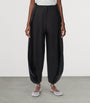 LOEWE Black Cotton-Silk Draped Barrel-Leg Trousers