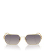 Gold Metal Rectangular Sunglasses