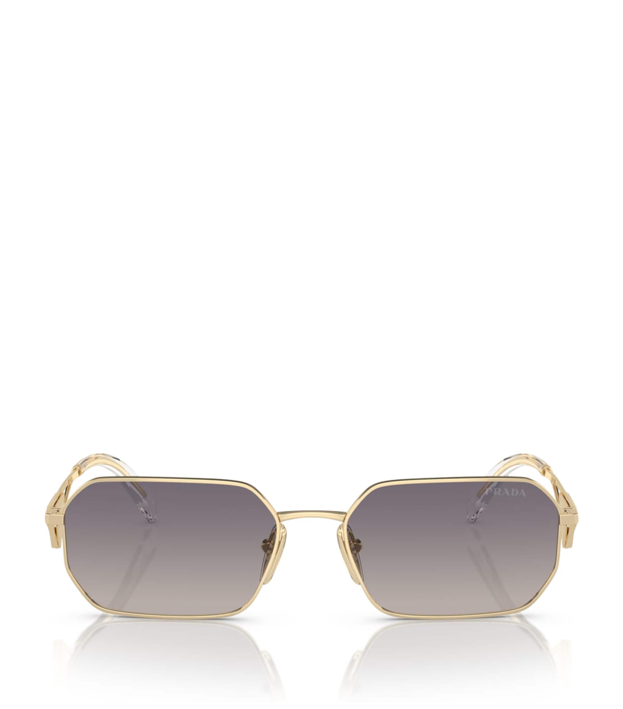 Gold Metal Rectangular Sunglasses