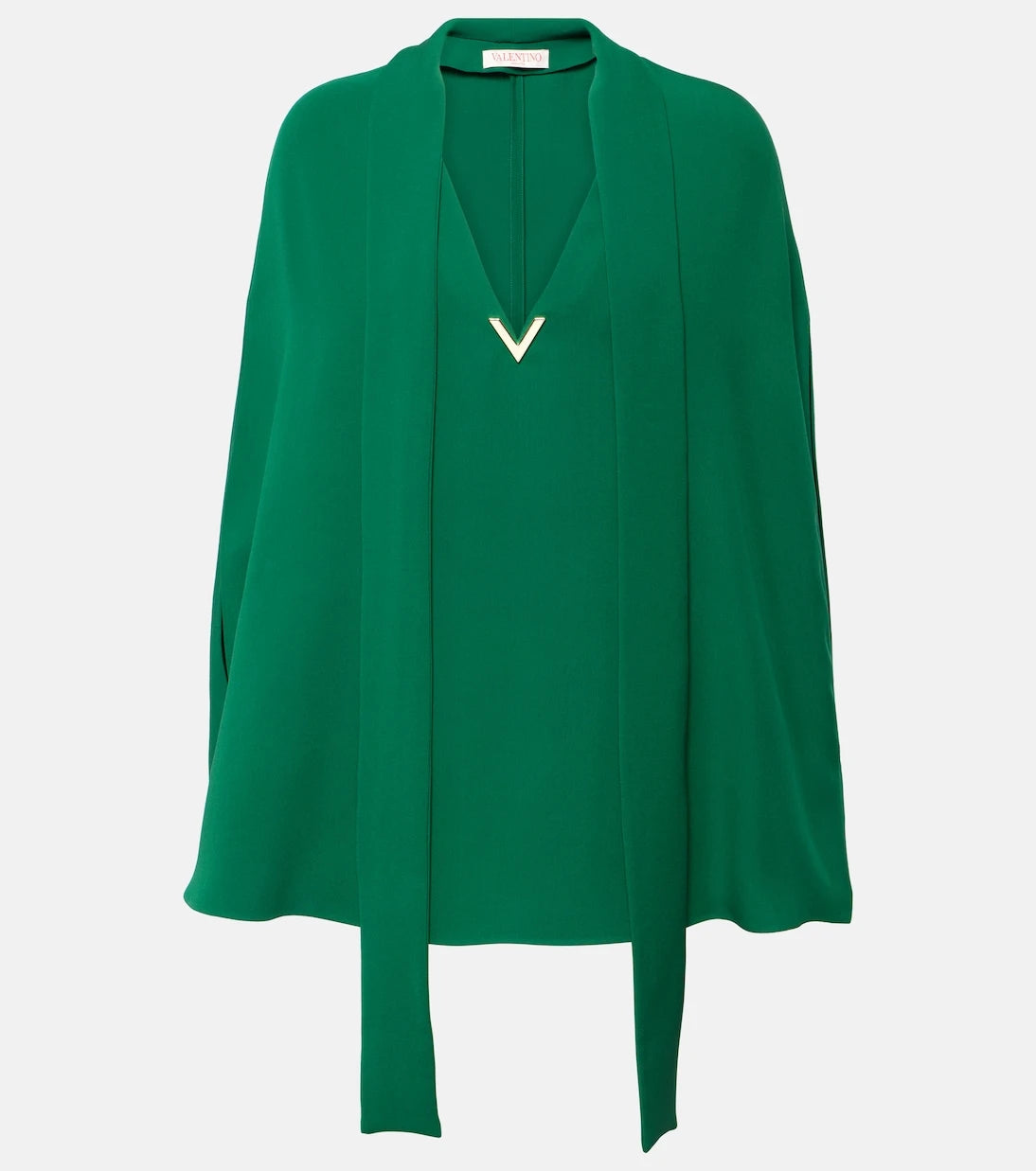 Valentino - Caped tie-neck silk blouse