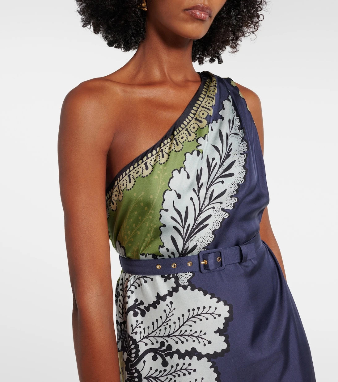 La DoubleJ - Roy floral one-shoulder silk maxi dress