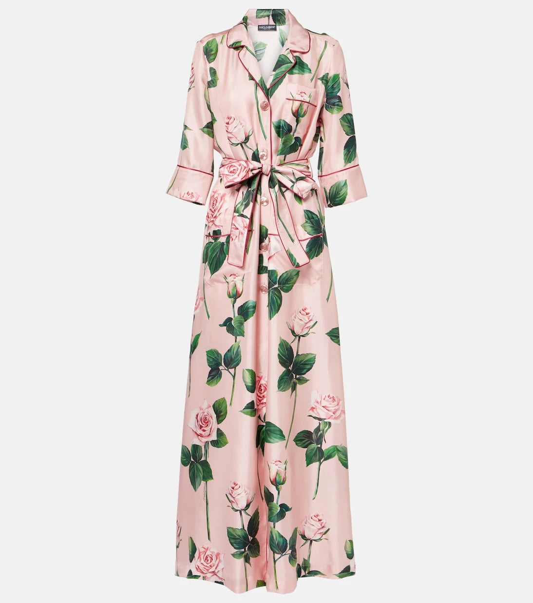 Dolce&Gabbana - Floral belted silk satin maxi dress