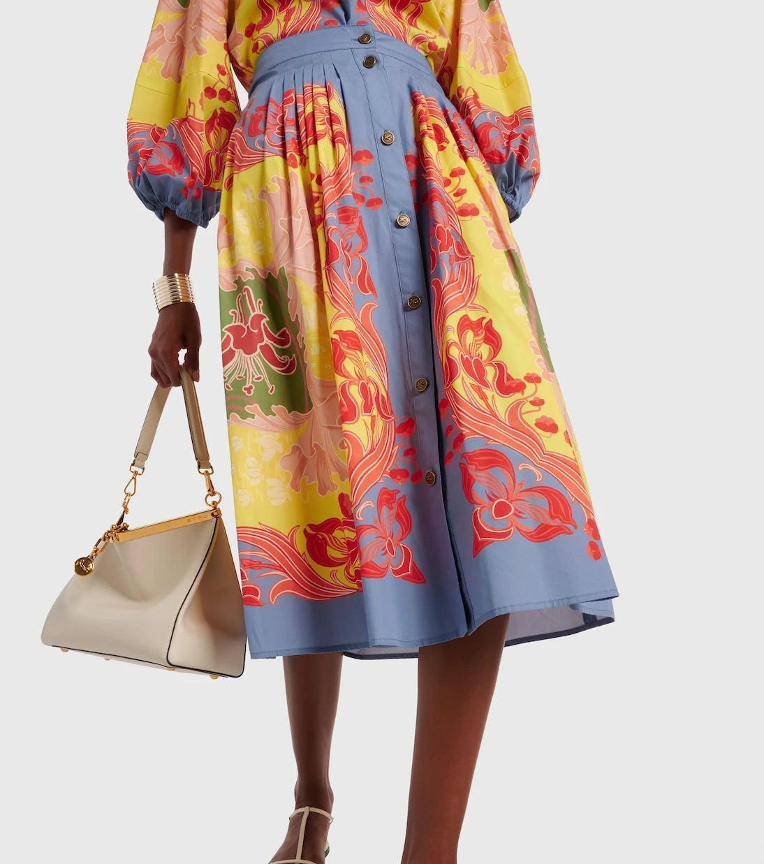 Etro - Printed cotton poplin midi skirt