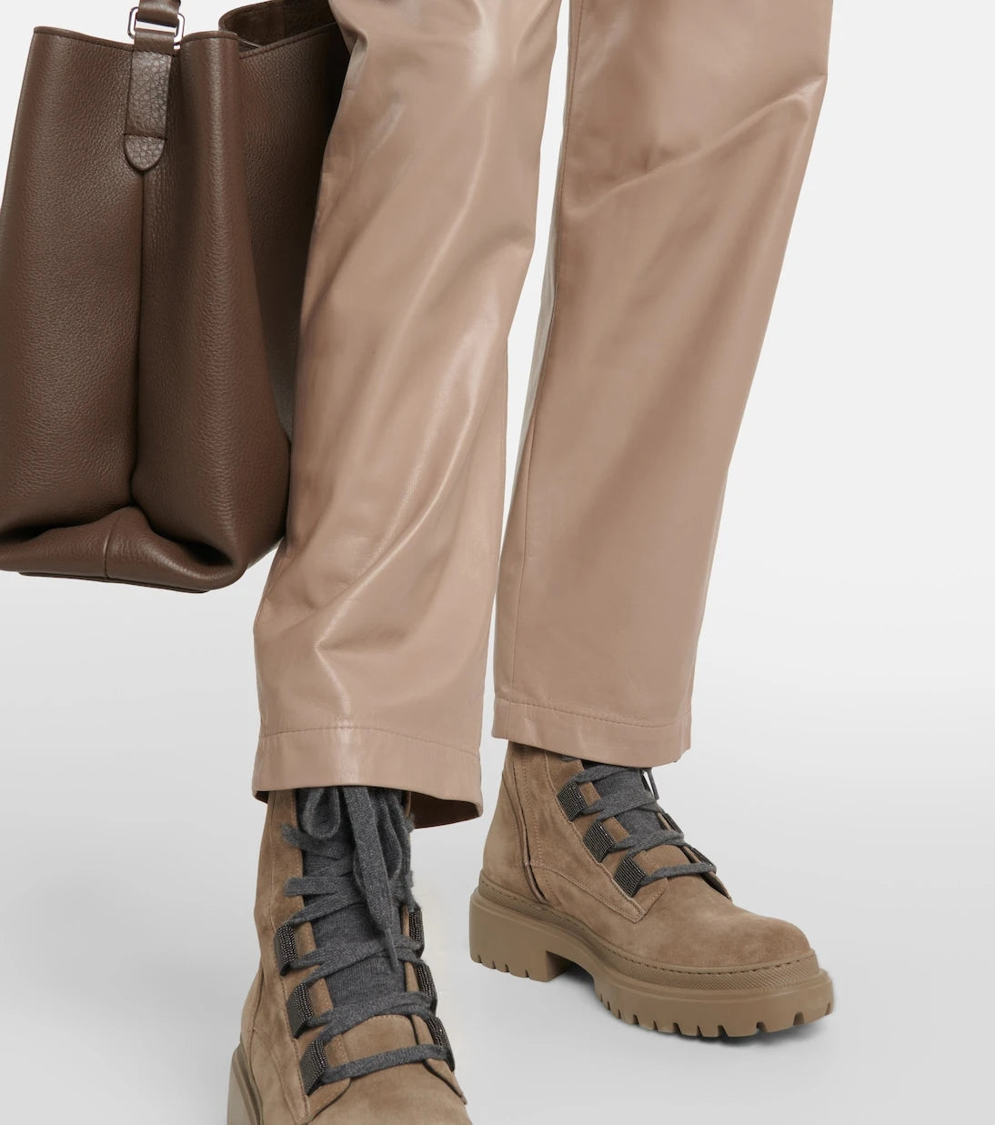 Brunello Cucinelli - Mid-rise leather pants