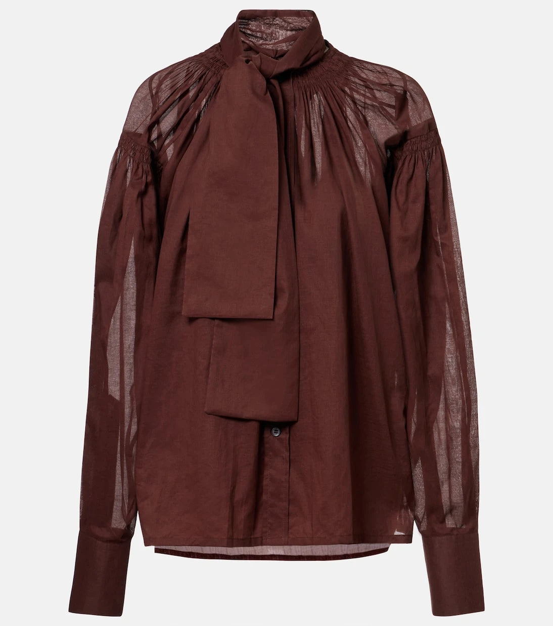 Plan C - Tie-neck cotton blouse