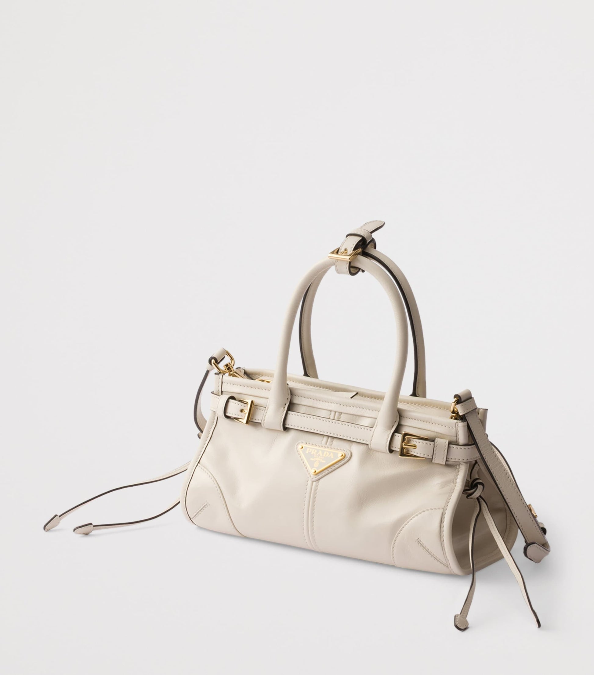 Prada White Mini Leather Bonnie Shoulder Bag