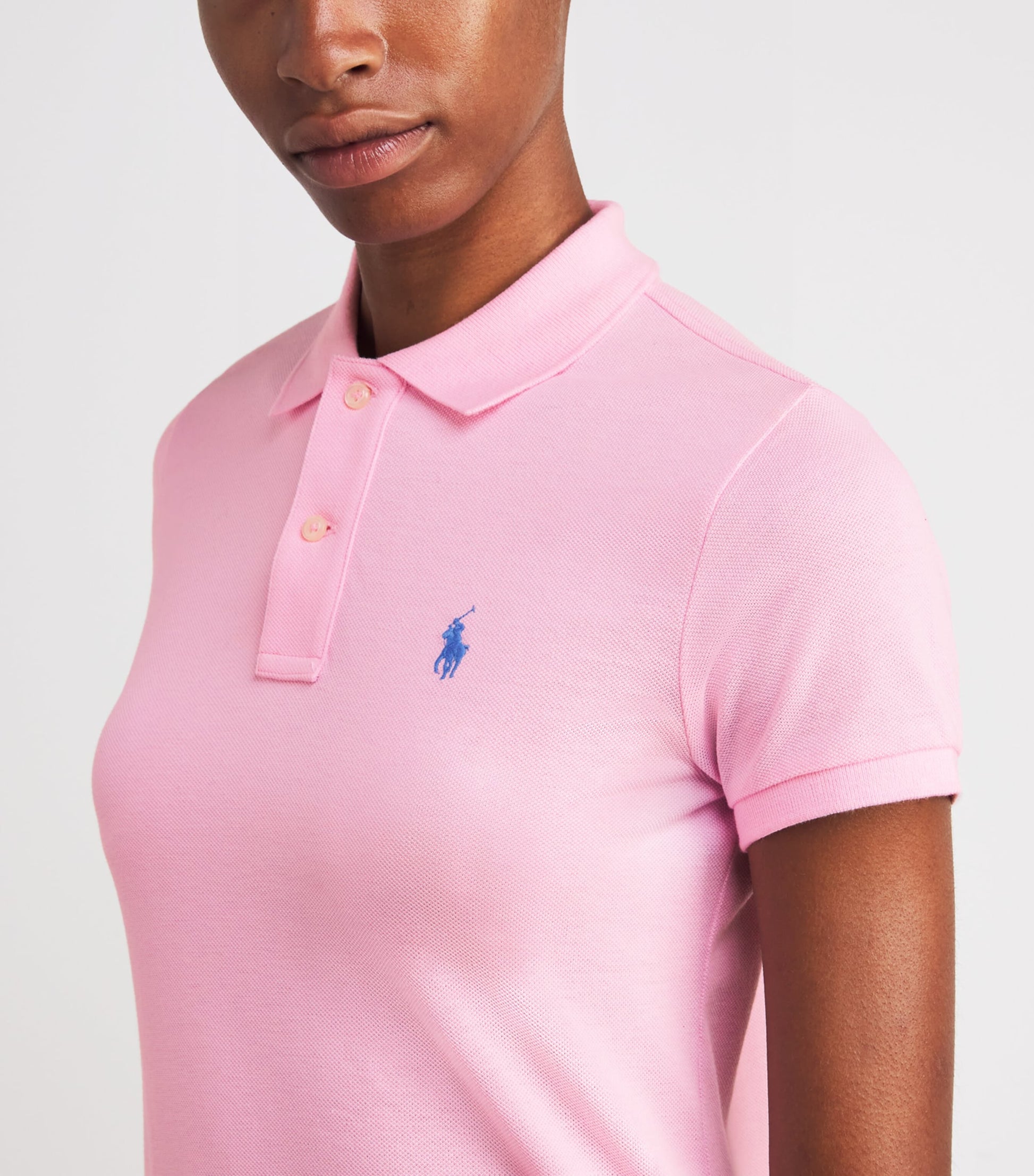 Pink Cotton Mesh Polo Dress