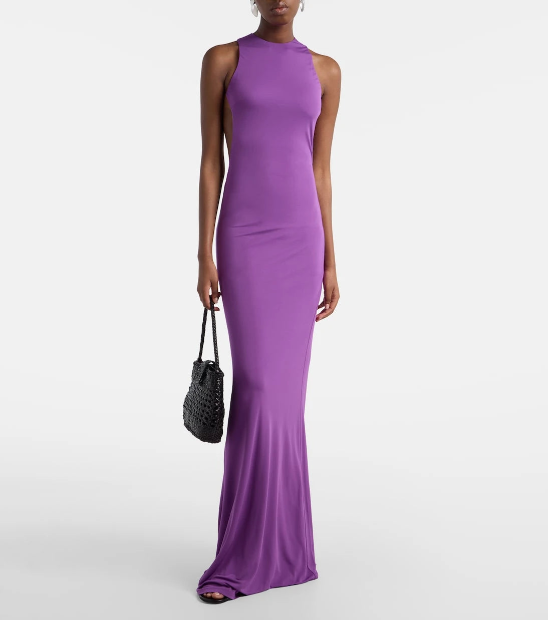 De La Vali - Maha beaded open-back jersey gown
