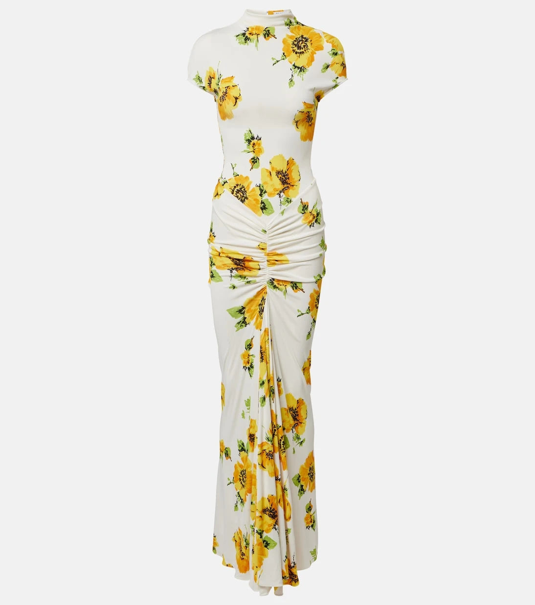 Alaïa - Floral ruched jersey maxi dress
