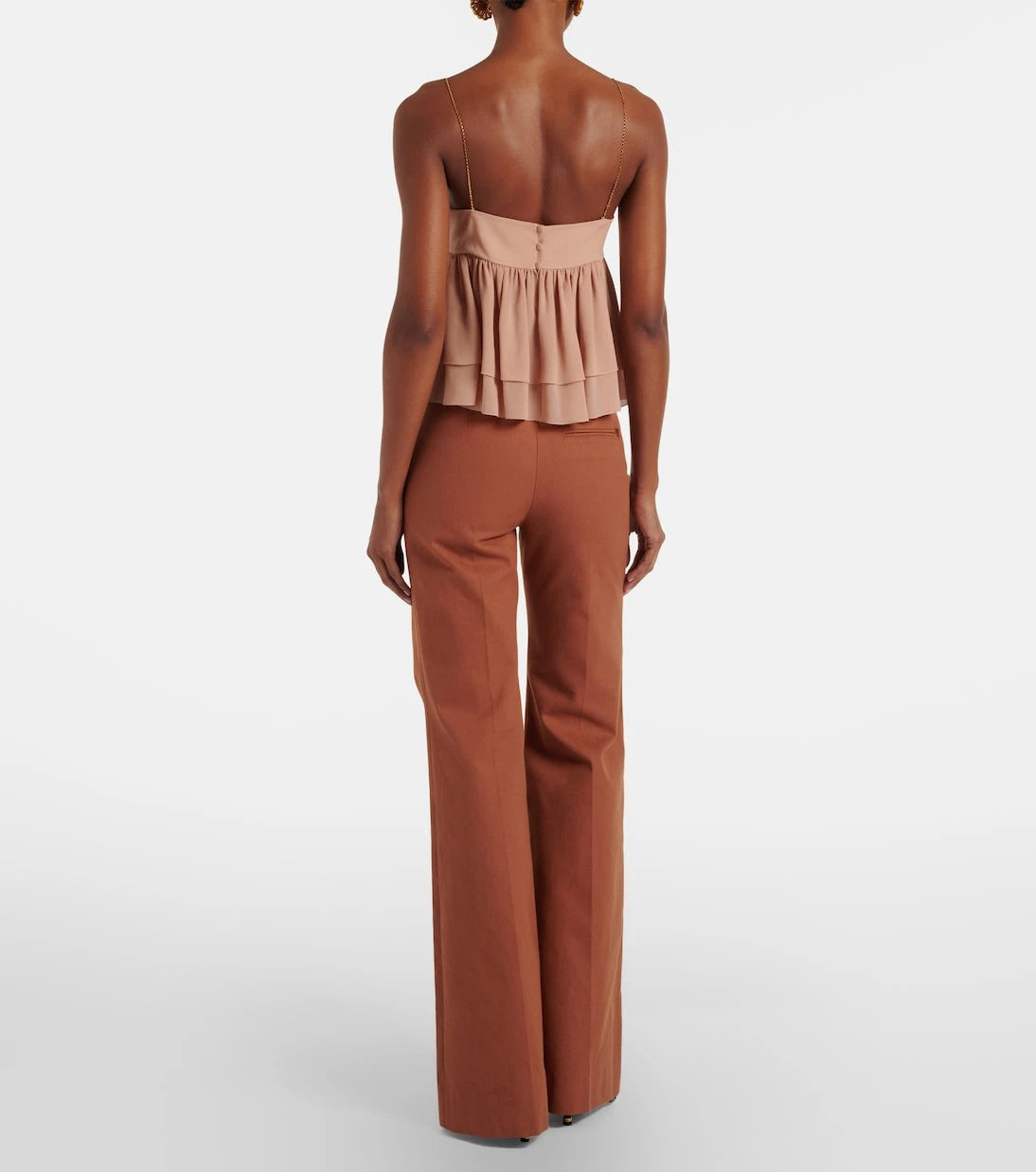 Chloé - High-rise cotton canvas flared pants