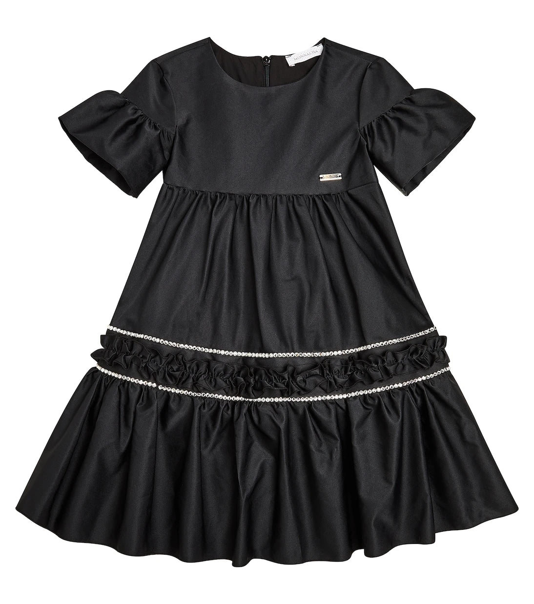 Monnalisa - Ruffle-trimmed embellished satin dress