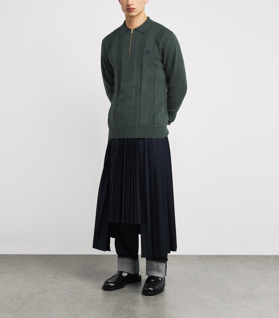 Cotton Zip-Up Polo Shirt