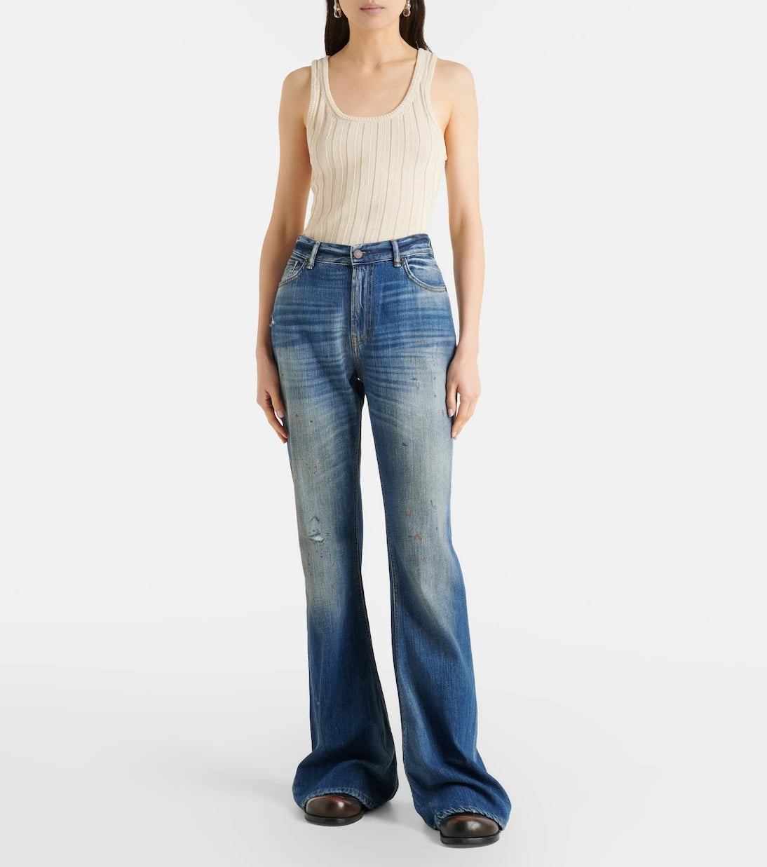 Acne Studios - جينز واسع بوهيمي متضرر 2025F
