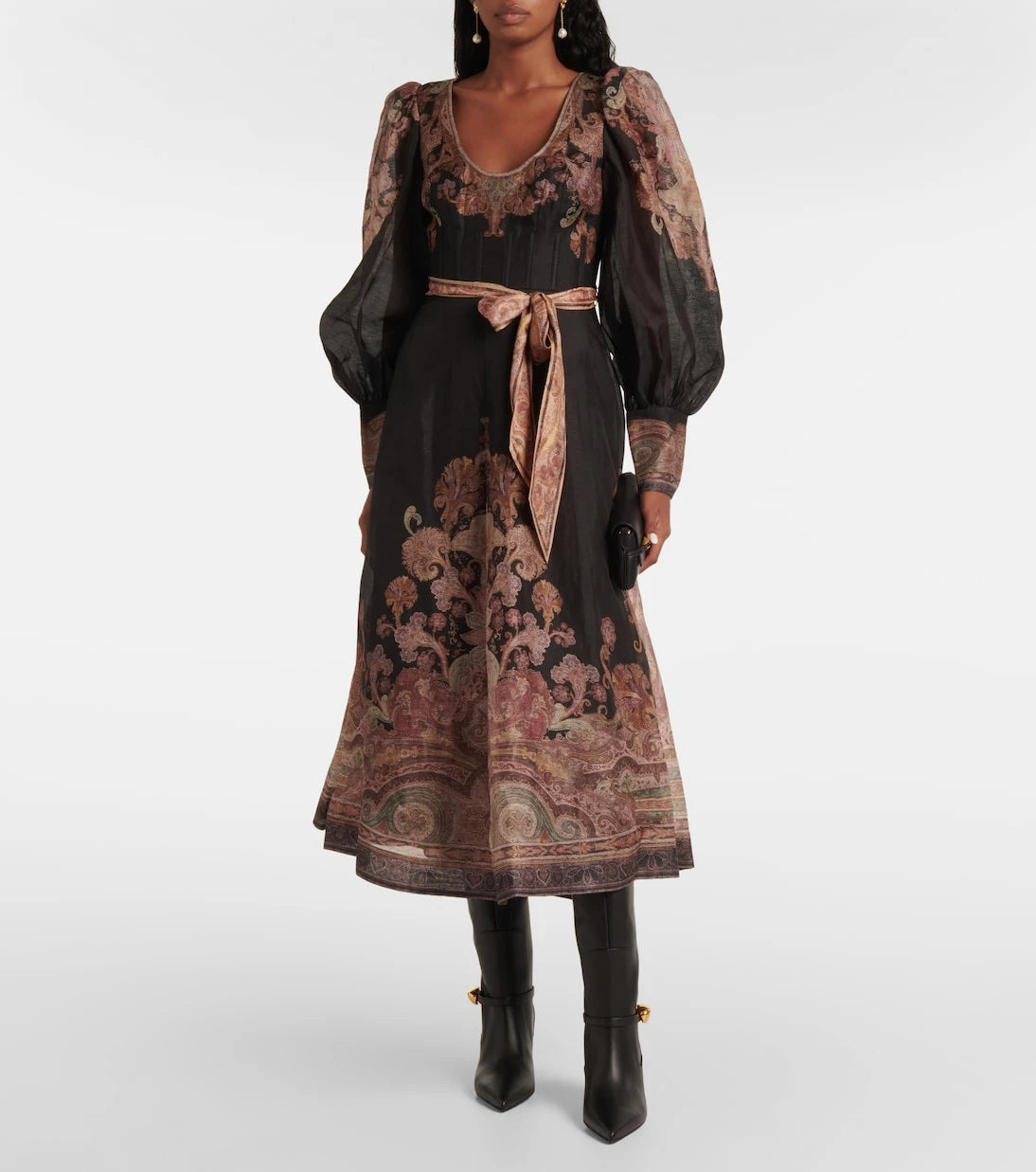 Zimmermann - Illustration linen and silk midi dress