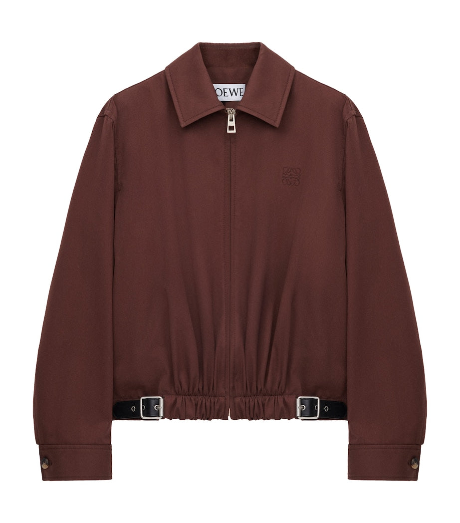 LOEWE Brown Cotton-Silk Buckled Shirt Jacket