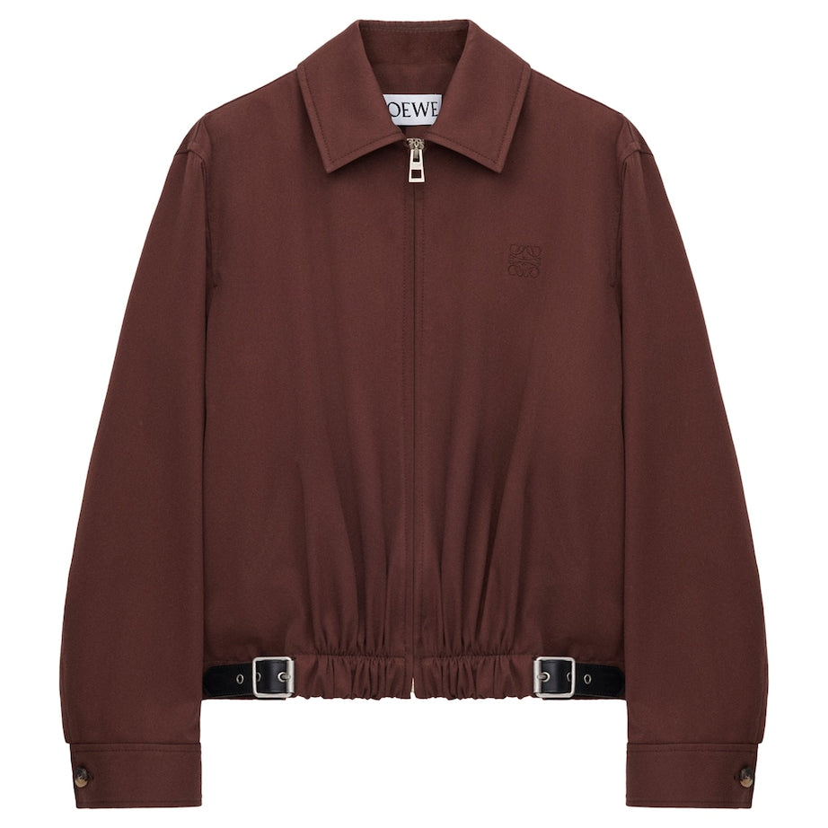 LOEWE Brown Cotton-Silk Buckled Shirt Jacket