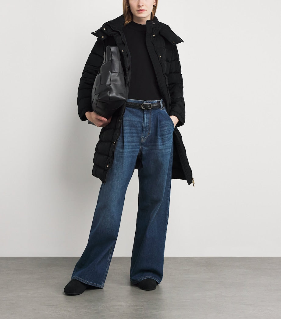 Weekend Max Mara Black Down Quilted Longline Jacket