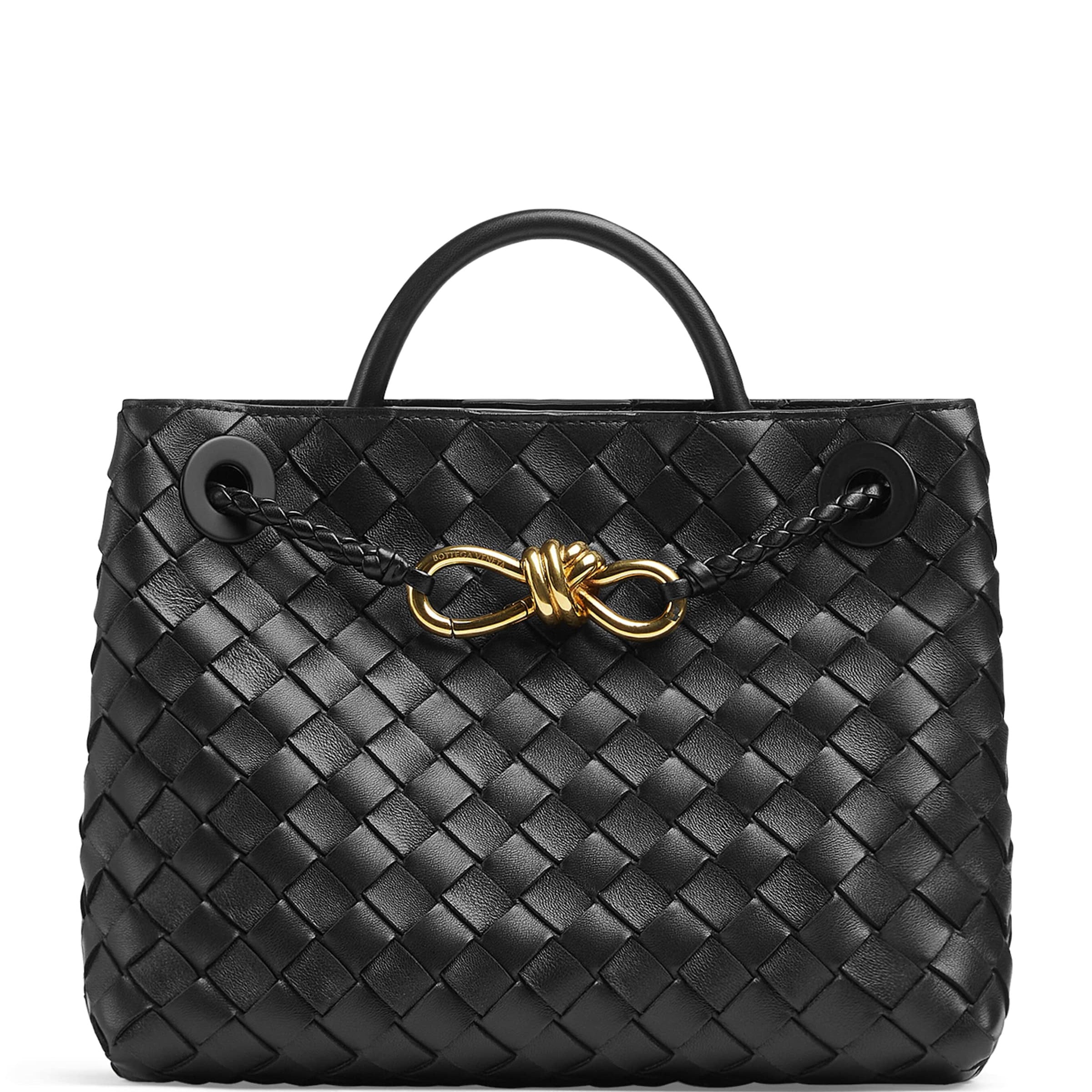 Small Leather Andiamo Top-Handle Bag BLACK-M BRASS-BLACK