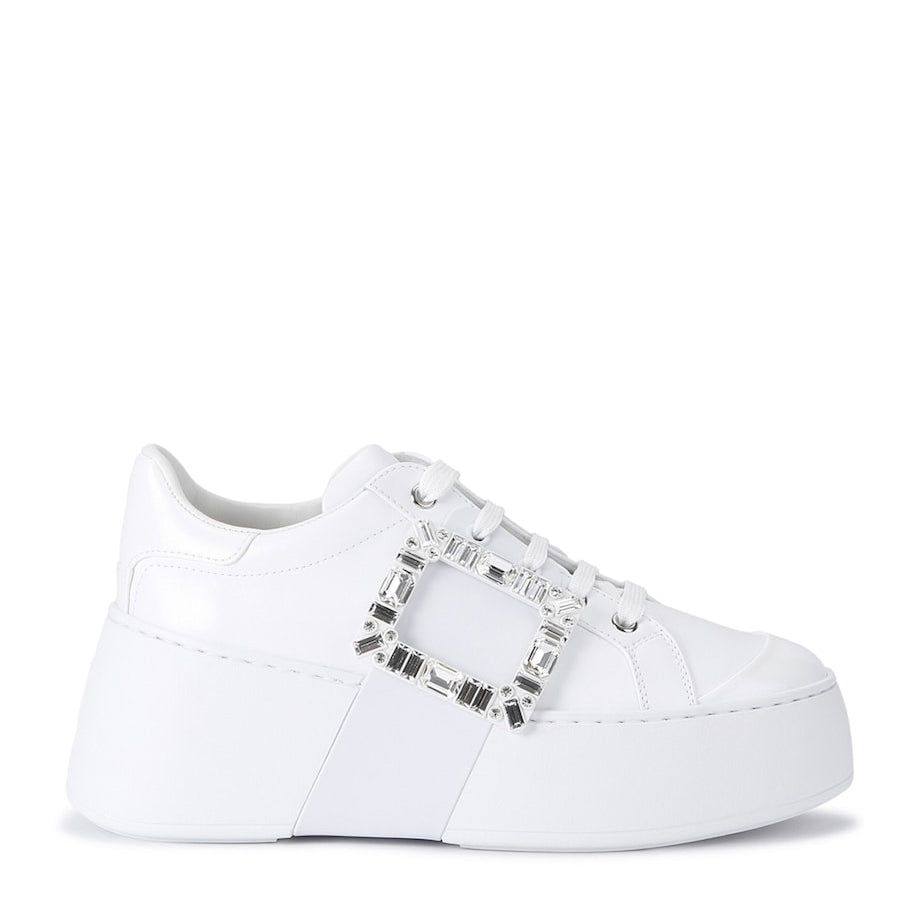 Roger Vivier White Leather Viv Skate Platform Sneakers