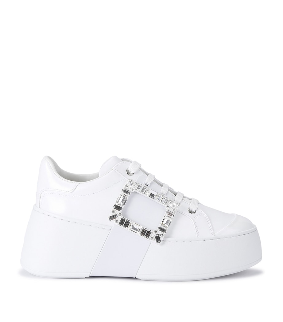 Roger Vivier White Leather Viv Skate Platform Sneakers