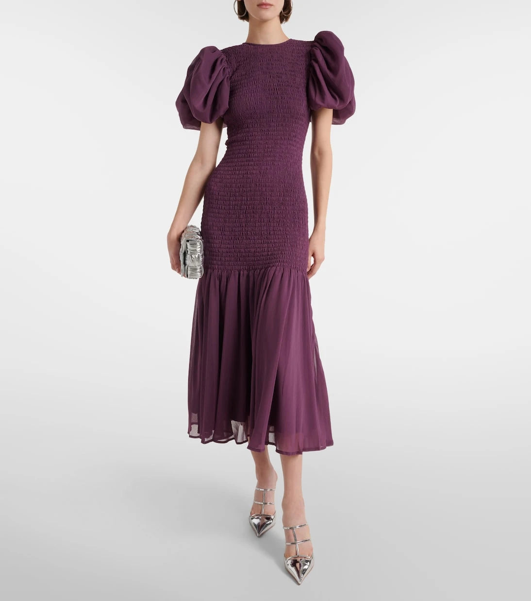 Rotate - Shirred chiffon maxi dress