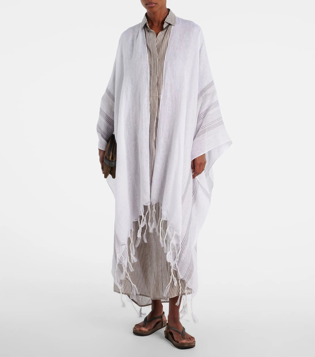 Brunello Cucinelli - Fringed linen poncho