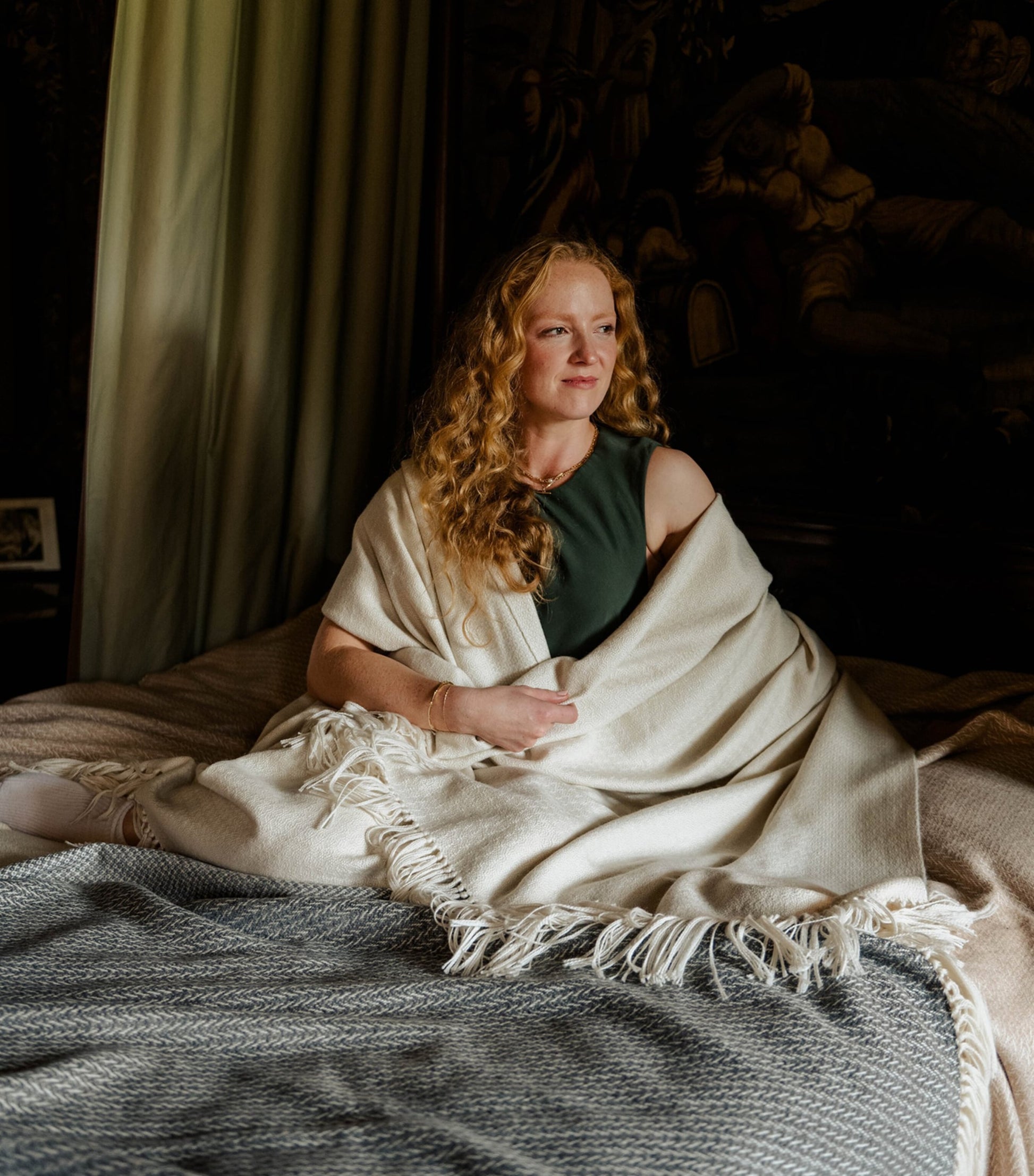 Araminta Campbell Alpaca-Blend Willow Throw (150cm x 230cm)