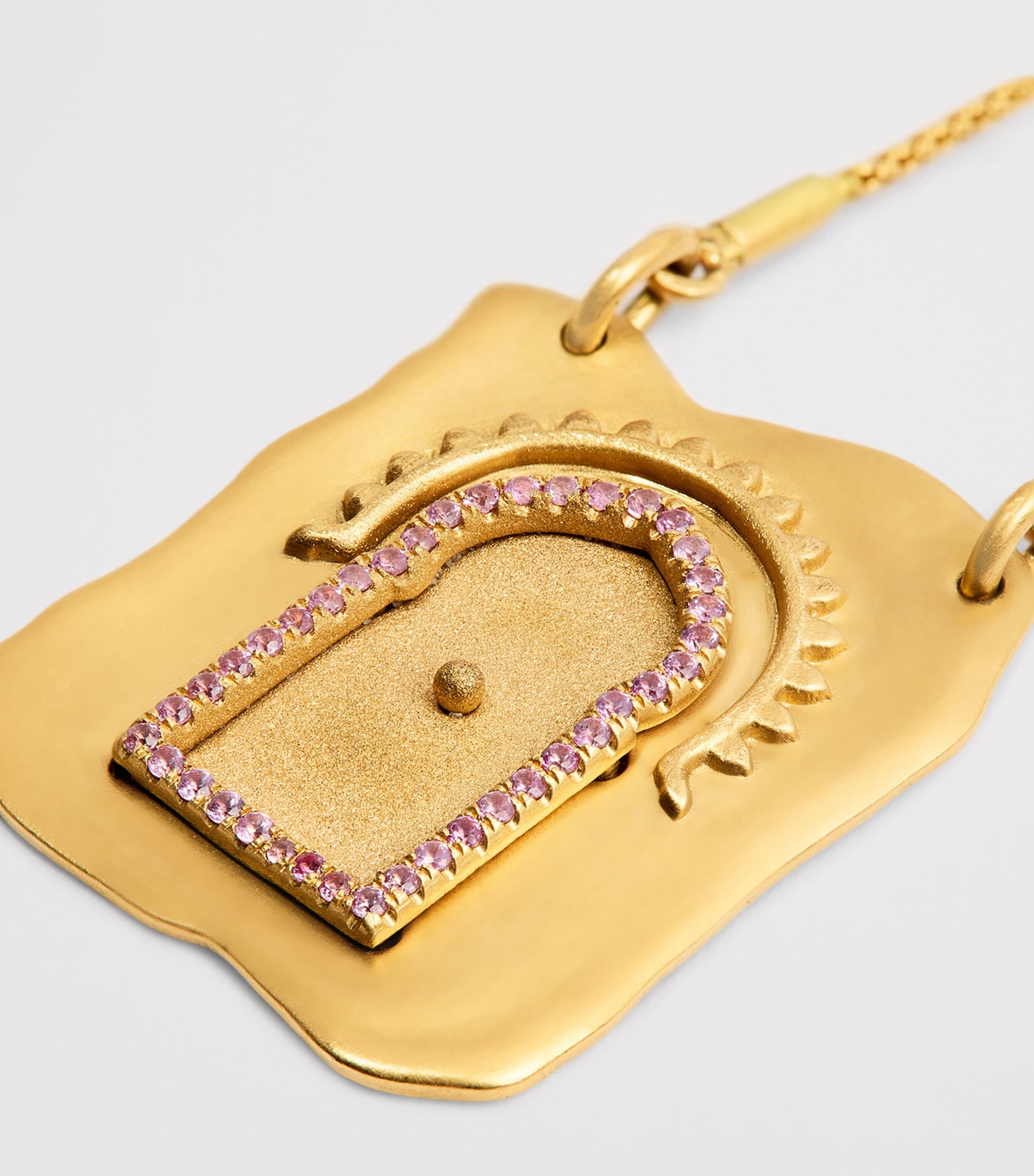 Nada Ghazal Yellow Gold and Pink Sapphire Doors of Self Love Necklace