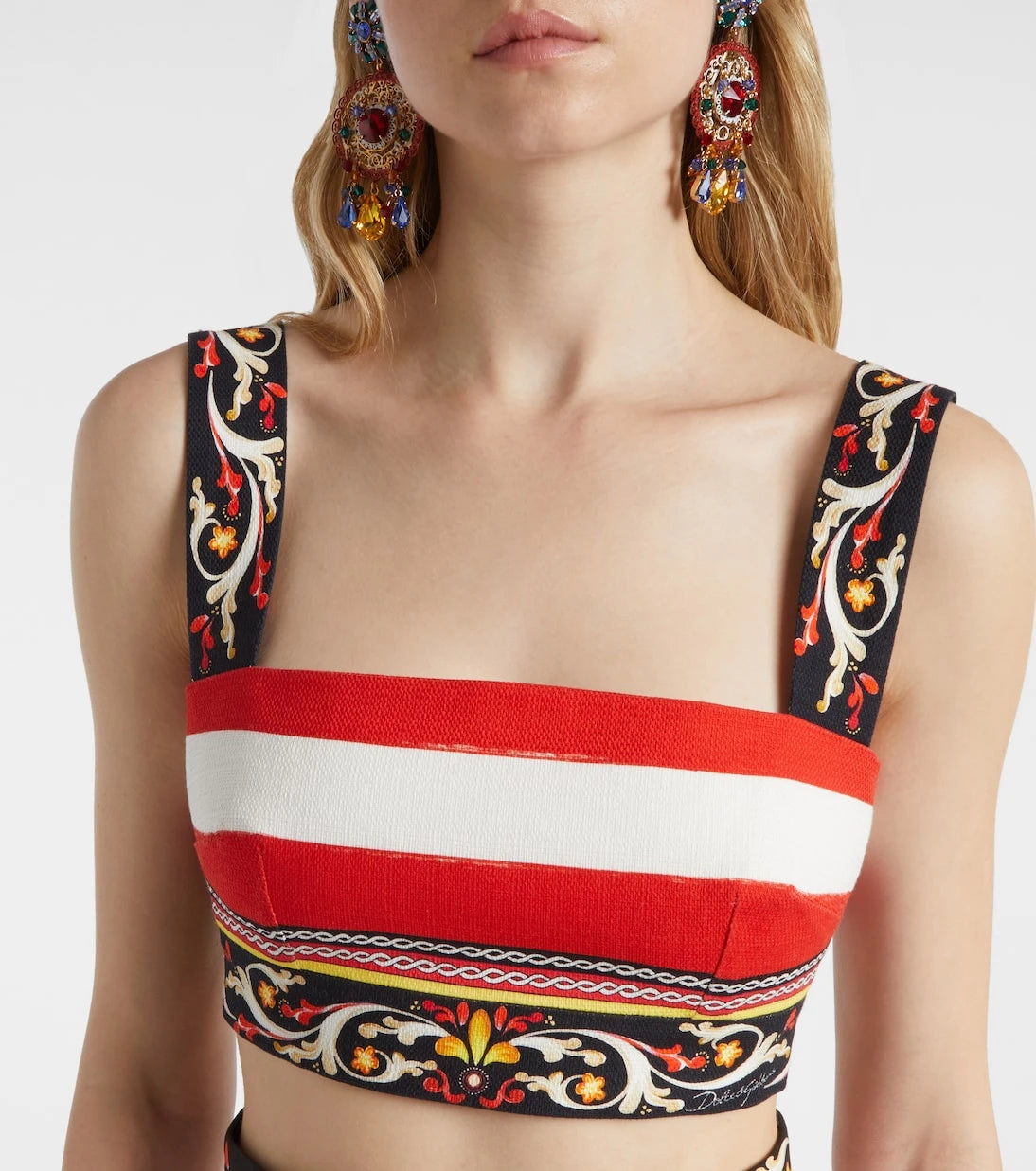 Dolce&Gabbana - Striped cotton-blend bra top