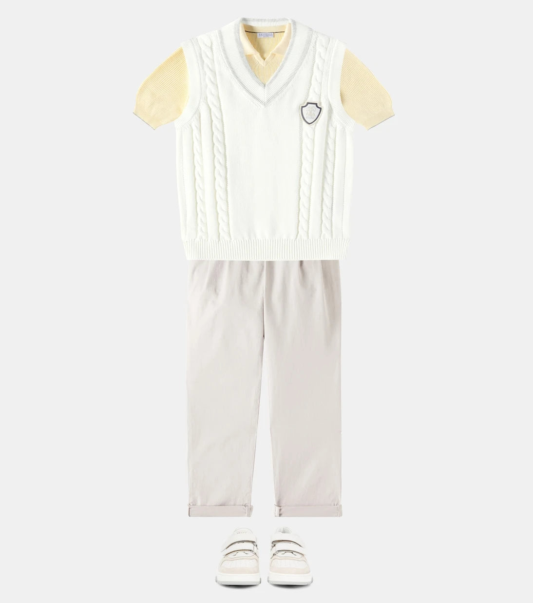 Brunello Cucinelli Kids - أحذية رياضية جلدية مُزيّنة بالشمواه